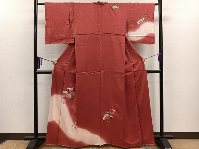平和屋着物■訪問着 刺繍 文箱草花文 暈し染め 金彩 正絹 逸品 CAAP5659kb