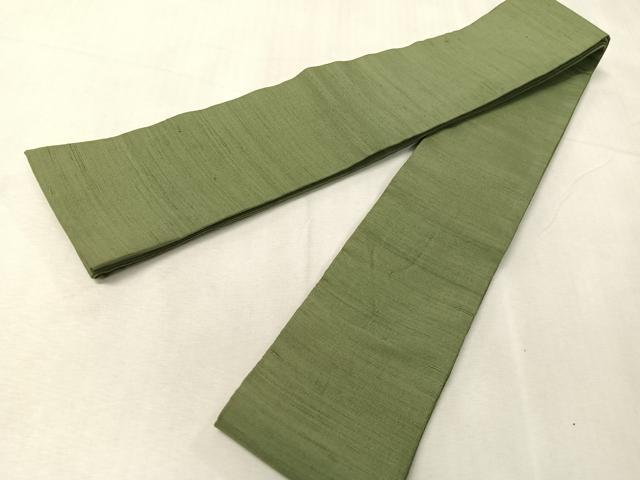 平和屋着物●男性　角帯　紬地　老竹色　正絹　逸品　CABJ7438vp