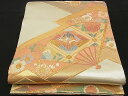 平和屋着物■六通柄袋帯 唐織 吉祥扇面向かい鶴花文 金銀糸 逸品 n-sx1323