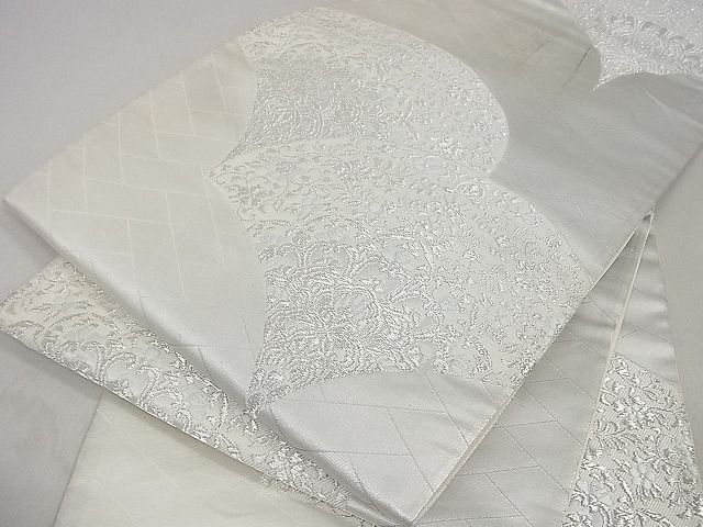 平和屋着物■六通柄袋帯　唐織　青海波花文　銀糸　逸品　mz2622