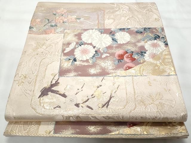 平和屋着物◎六通柄袋帯　唐織　陶彩文様　金糸　正絹　逸品　CAAY7789fb