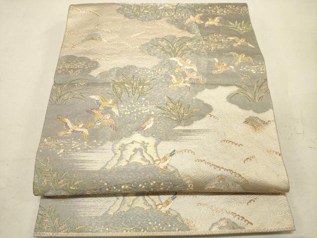 平和屋着物◎六通柄袋帯　立波花鳥文　金糸　正絹　逸品　DAAS7027xg