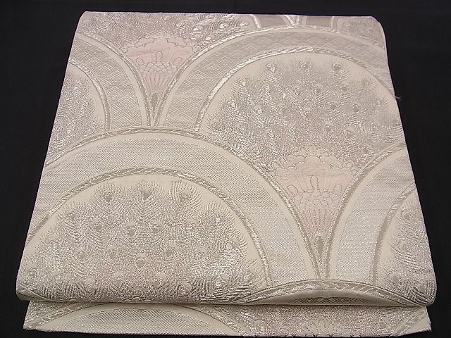 平和屋着物■六通柄袋帯 唐織 青海孔雀文 九百錦 プラチナ箔 逸品 n-jx0457
