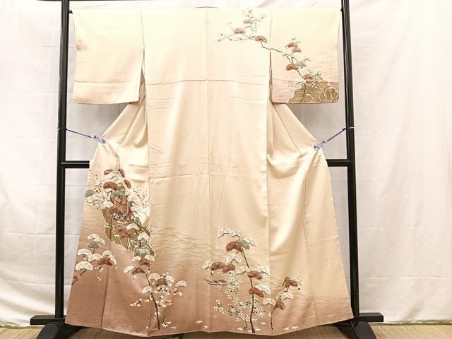 平和屋着物■訪問着 駒刺繍 浜松御所車文 暈し染め 金彩 正絹 逸品 BAAQ8559bs