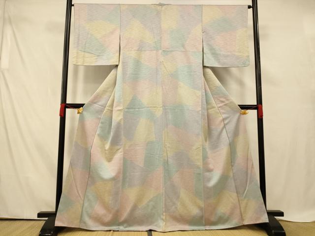 乐天商城 - 平和屋着物■上質な小紋　切り嵌め立波文　正絹　逸品　AABE3803fw