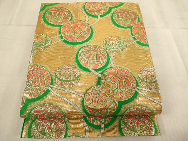 平和屋着物∵子供 全通柄袋帯 手毬文 金銀糸 AABE2394ja