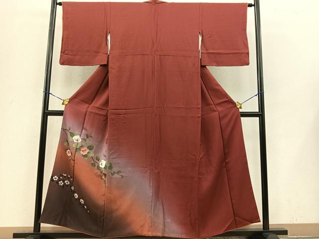 平和屋着物■訪問着 刺繍 椿と桜 暈し染め 金彩 正絹 逸品 BAAR4416ct