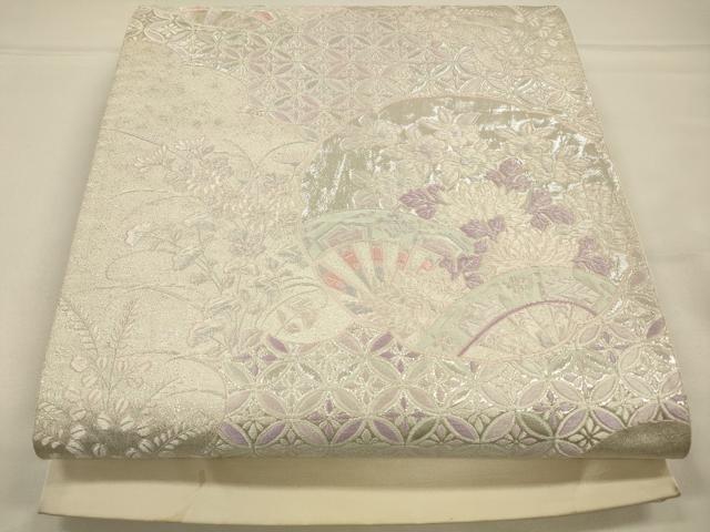 Rakuten - 平和屋着物◎六通柄袋帯 唐織 吉祥花文 銀糸 正絹 逸品 CAAW9358qe