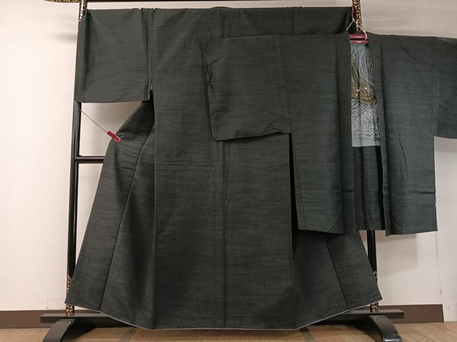 平和屋着物●男性　紬　アンサンブル　蝋色　キングサイズ　正絹　逸品　CABC2775vp