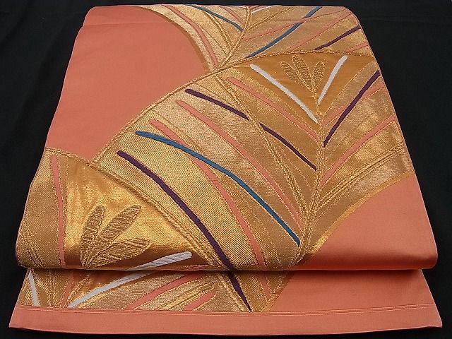 平和屋着物■六通柄袋帯　唐織　若松葉文　金糸　逸品　n-sa1298