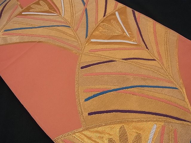 平和屋着物■六通柄袋帯　唐織　若松葉文　金糸　逸品　n-sa1298