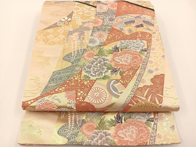 Other - 平和屋着物◎六通柄袋帯　唐織　遠山流水几帳文　金糸　正絹　逸品　BAAS9399ow