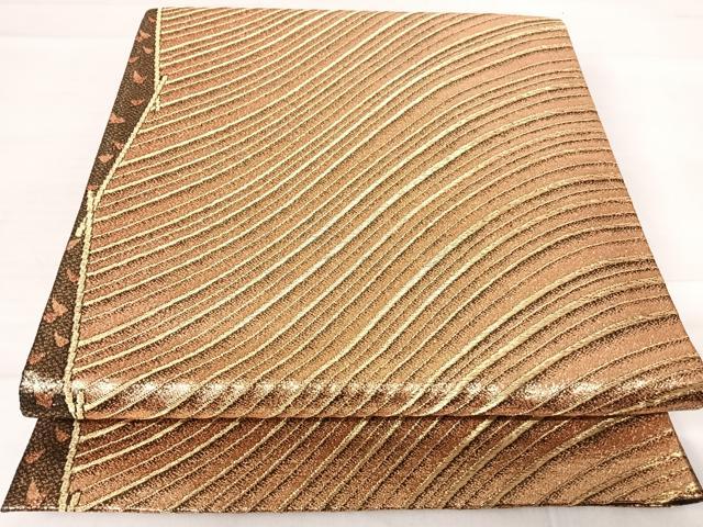 平和屋着物◎六通柄袋帯　流水文　金糸　正絹　逸品　AABE3694yx