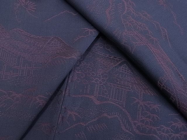 平和屋着物■上質な紬　風景草花文　逸品　ox1513(4)