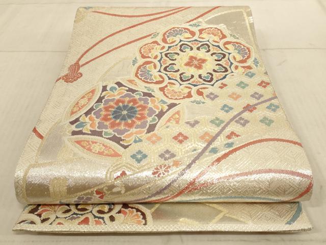 平和屋着物◎九百佐賀錦　六通柄袋帯　檜扇正倉院花文　金銀糸　正絹　逸品　AAAL5600pf