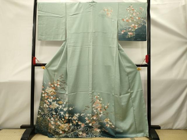 平和屋着物○訪問着 色紙花文 正絹 逸品 AABE0297ck 平和屋着物□