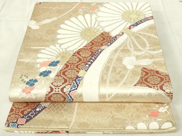 乐天商城 - 平和屋着物◎六通柄袋帯　唐織　舞花文　九百錦　金糸　正絹　逸品　DABB2573qp