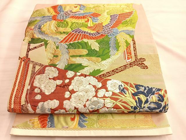 平和屋着物◎六通柄袋帯　唐織　掛衣文　金糸　正絹　逸品　BAAK1142du
