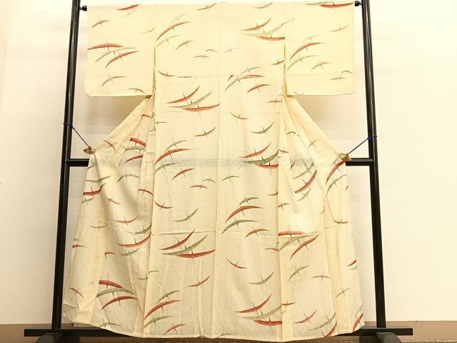 Rakuten - 平和屋着物＊夏物　小紋　絽　群鶴文　正絹　逸品　BAAS7052pk