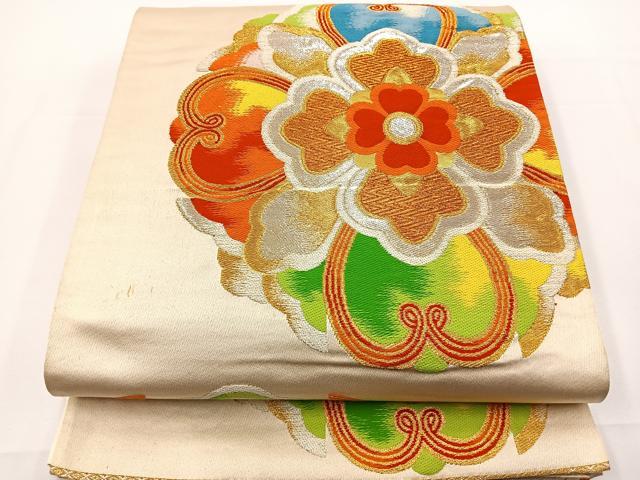 平和屋着物◎六通柄袋帯　唐織　正倉院花文　金銀糸　正絹　逸品　BAAT2641ea