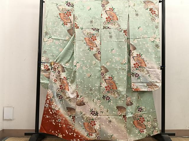 平和屋着物■豪華振袖 地紙重ね花文 暈し染め 金銀彩 正絹 逸品 BAAV0504mz