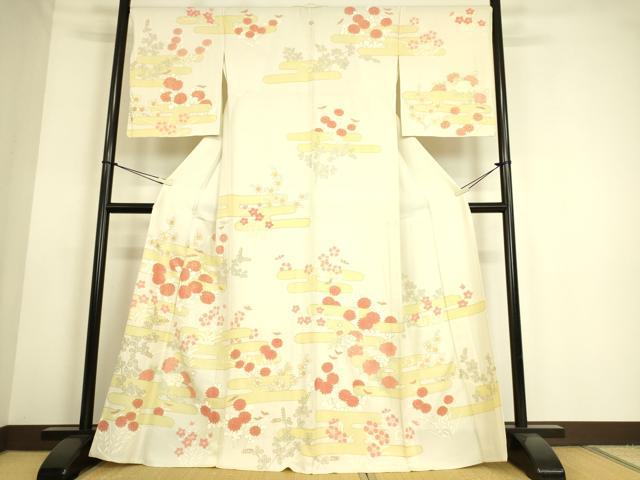 Kimono - 平和屋着物▽訪問着　単衣　霞吉祥花文　金彩　正絹　逸品　DAAS0137az