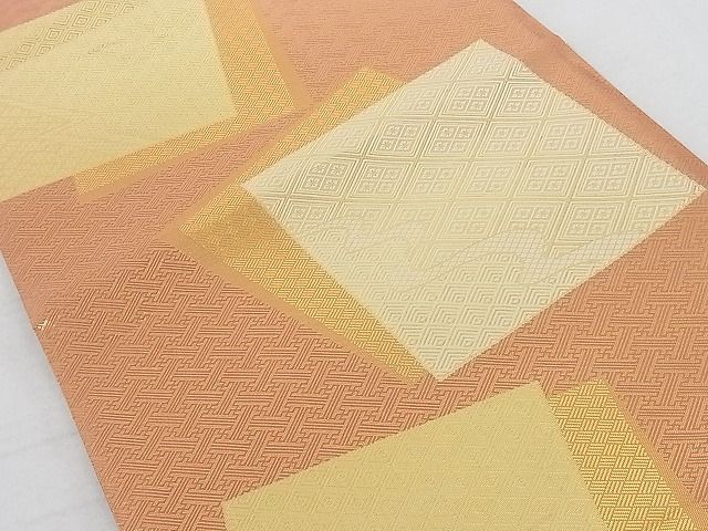 平和屋着物◎佐賀錦　六通柄袋帯　色紙重ね文　金糸　正絹　逸品　AAAG8436Abw