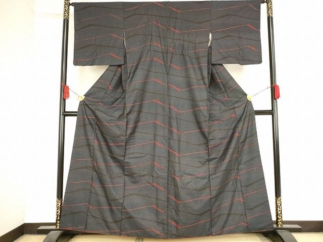 平和屋着物■本場大島紬 幾何学文様 正絹 逸品 AAAJ1705Aja