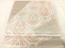 平和屋着物◎六通柄袋帯 唐織 向かい鶴文 銀糸 正絹 逸品 AAAU3012yx