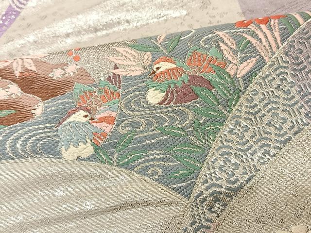 平和屋着物◎六通柄袋帯　地紙花鳥文　金銀糸　正絹　逸品　BAAS8944ui