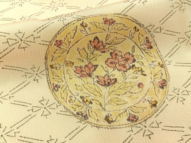平和屋着物■上質な小紋 花丸文 鬼しぼ縮緬 正絹 逸品 BAAW9960hj