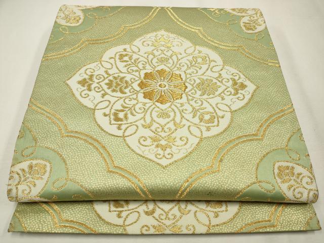 平和屋着物◎六通柄袋帯　花唐草文　金糸　正絹　逸品　CAAW9371qe