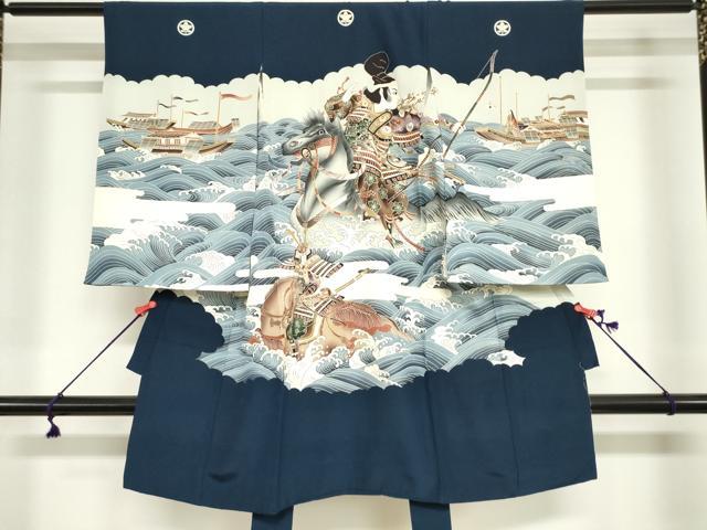 平和屋着物[]お宮参り 男の子 祝着 産着 初着 のしめ 武士 立波舟文 逸品 DABJ3018ea