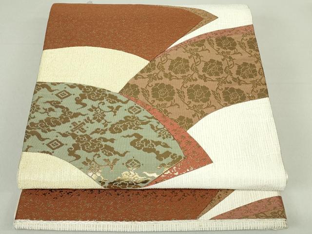 Rakuten - 平和屋着物◎六通柄袋帯　切嵌　地紙花文　金糸　正絹　逸品　DAAS7133xg
