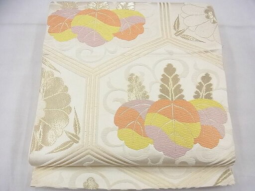 平和屋着物◎六通柄袋帯 唐織 花亀甲文 金糸 逸品 BAAF5843fk 平和屋着物◎六通柄袋帯 唐織 花亀甲文 金糸 逸品 BAAF5843fk