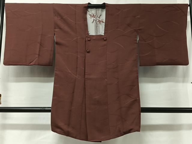 平和屋着物■道行コート 芝草地紋 栗皮茶色 正絹 逸品 CAAY8749ua