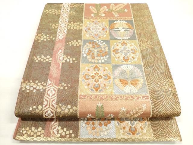 平和屋着物◎六通柄袋帯　花丸間道　若松　金糸　正絹　逸品　DABC5854xg