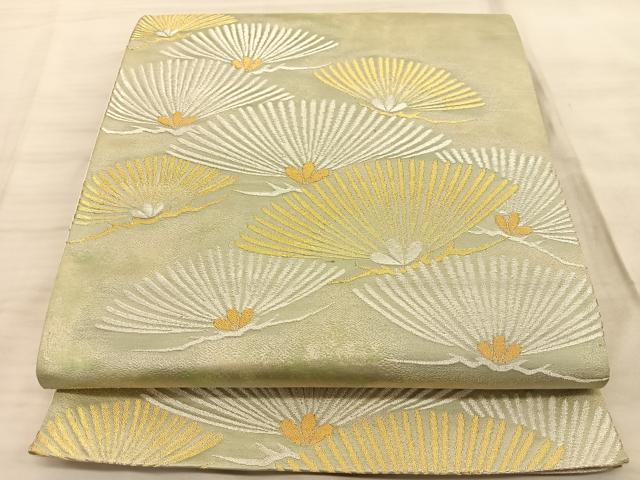 平和屋着物◎六通柄袋帯 若松葉 金銀糸 引箔 正絹 逸品 BAAT3268du