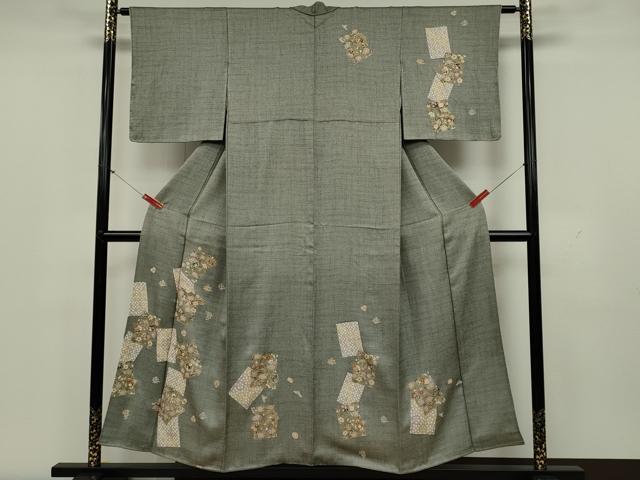 平和屋着物■訪問着 駒刺繍 色紙重ね花文 金彩 正絹 逸品 CAAM2274oy