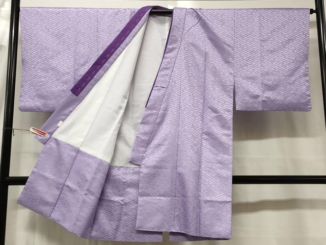 平和屋着物■男性　色紋付き　舞台衣装　紗綾形地紋　浅紫色　洗える着物　CAAX2272in