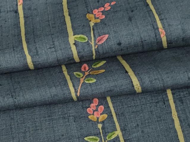 Uramono - 平和屋着物▽上質な紬　単衣　枝葉間道　正絹　逸品　DAAW9197sf