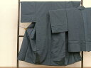 平和屋着物●男性 紬 アンサンブル 色無地 藍色 正絹 逸品 未使用 BAAO8319me