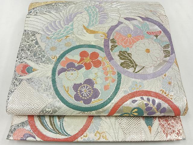 平和屋着物◎佐賀錦　六通柄袋帯　孔雀羽花丸文　金銀糸　正絹　逸品　CAAU7338nb