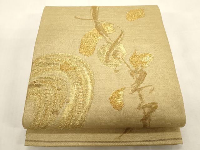 平和屋着物●太鼓柄袋帯　唐草文　金糸　正絹　逸品　CABG3173dy