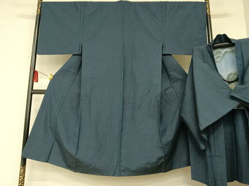 平和屋着物●男性 紬 アンサンブル 色無地 濃藍色 正絹 逸品 AAAR3686zg 平和屋着物●男性 紬 アンサンブル 色無地 濃藍色 正絹 逸品 AAAR3686zg