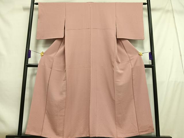 平和屋着物■上質な色無地　文字地紋　珊瑚色　正絹　逸品　AABD9122oa