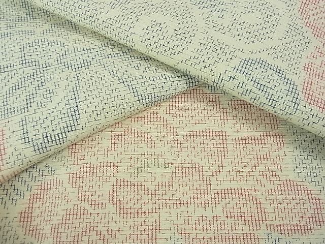平和屋着物■上質な紬 牡丹唐草文 逸品 cf3371