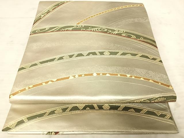 平和屋着物◎六通柄袋帯　流水文　金糸　正絹　逸品　AAAW8946yx