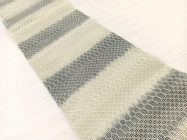 平和屋の平和屋着物＊夏物　八寸名古屋帯　羅　横段文　反端付き　正絹　逸品　未使用　BAAX7874hv｜アングル2