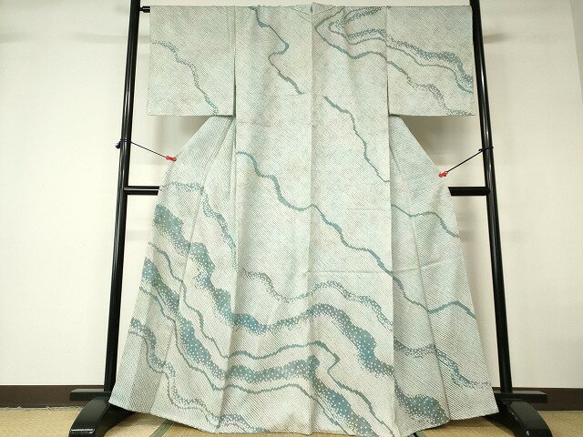 平和屋着物●訪問着 総絞り 流水文 正絹 逸品 DABC3516az